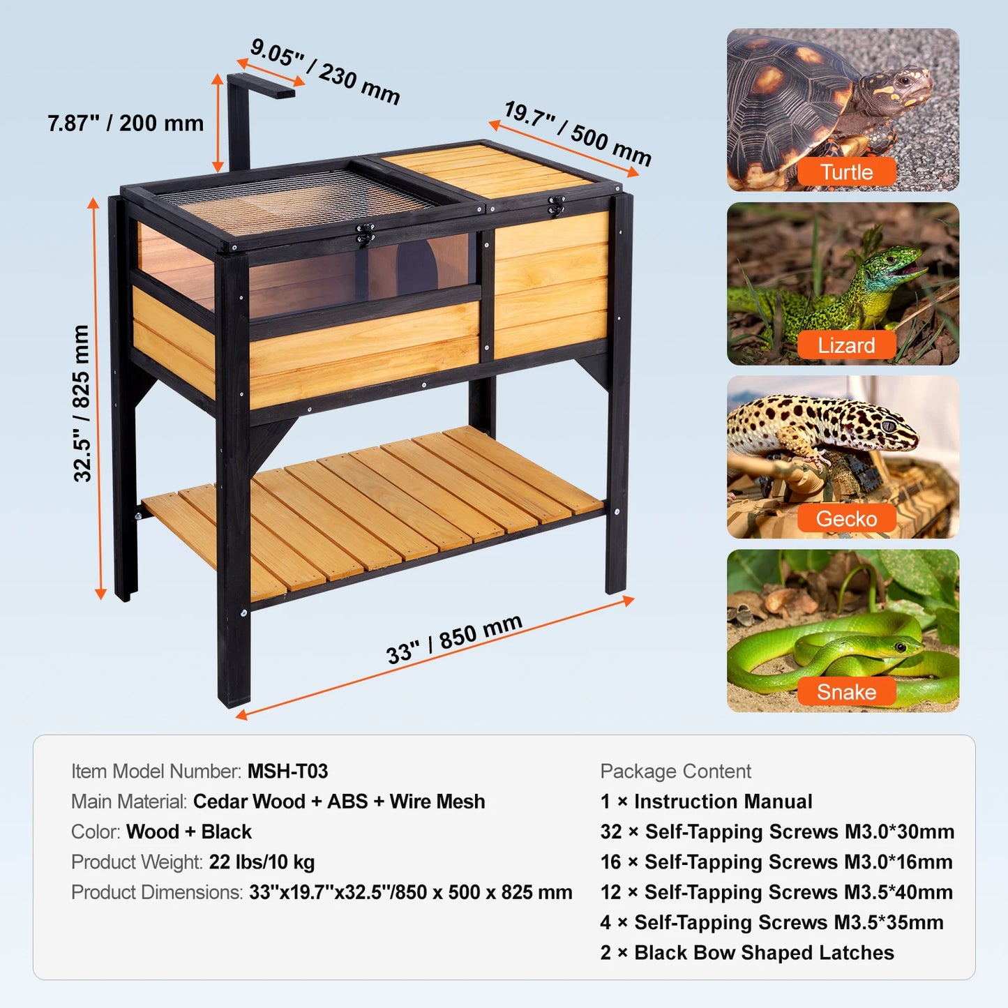 SucceBuy 3 Room Tortoise Habitat Wooden Enclosure With Open Roof