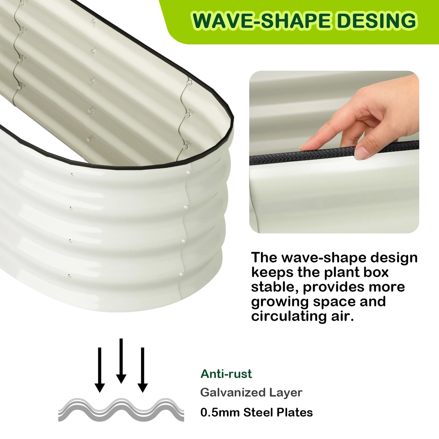 HiMISS Oval Galvanized Raised Garden Beds Set of 2