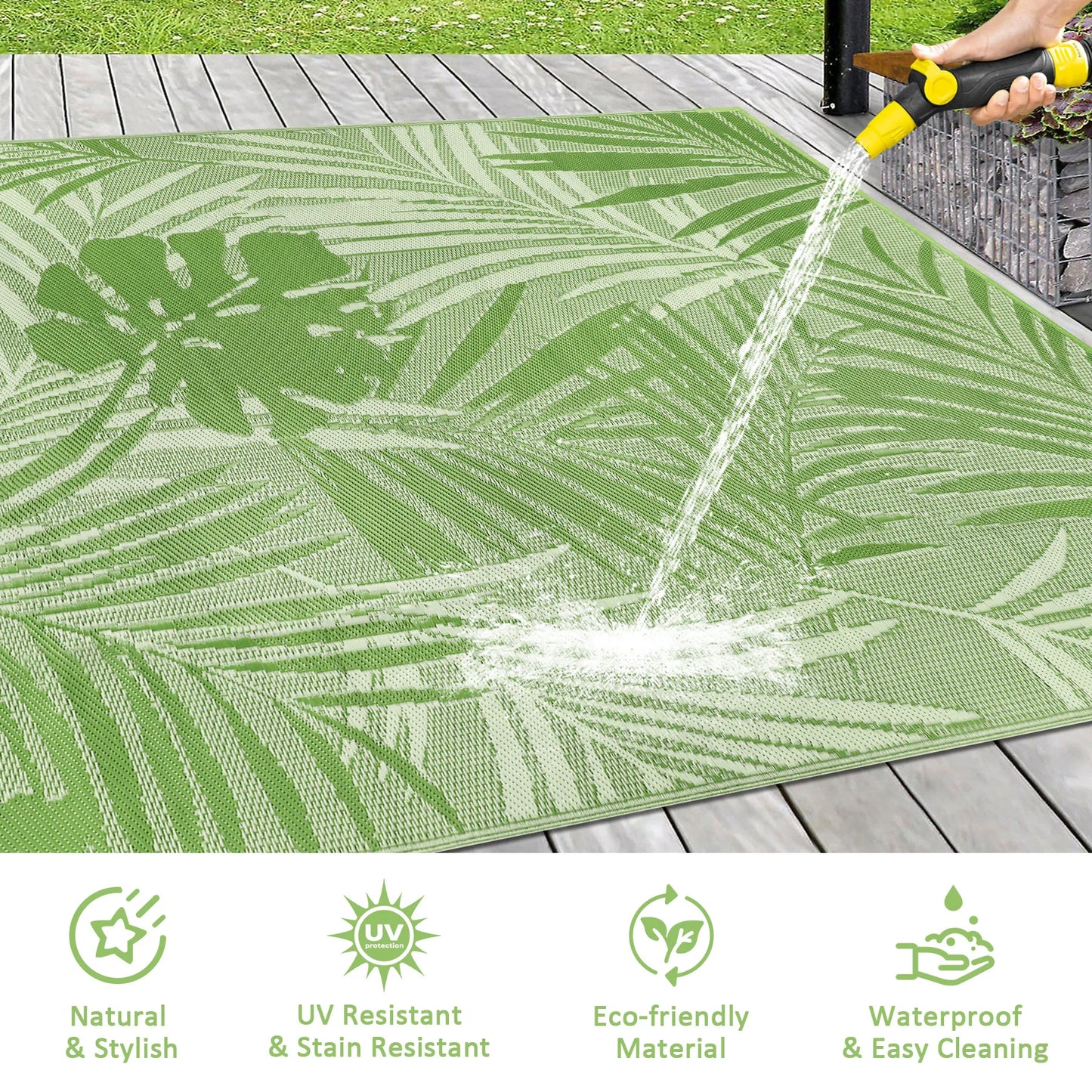 Recycled Plastic Straw Outdoor Rug Waterproof Patio Carpet