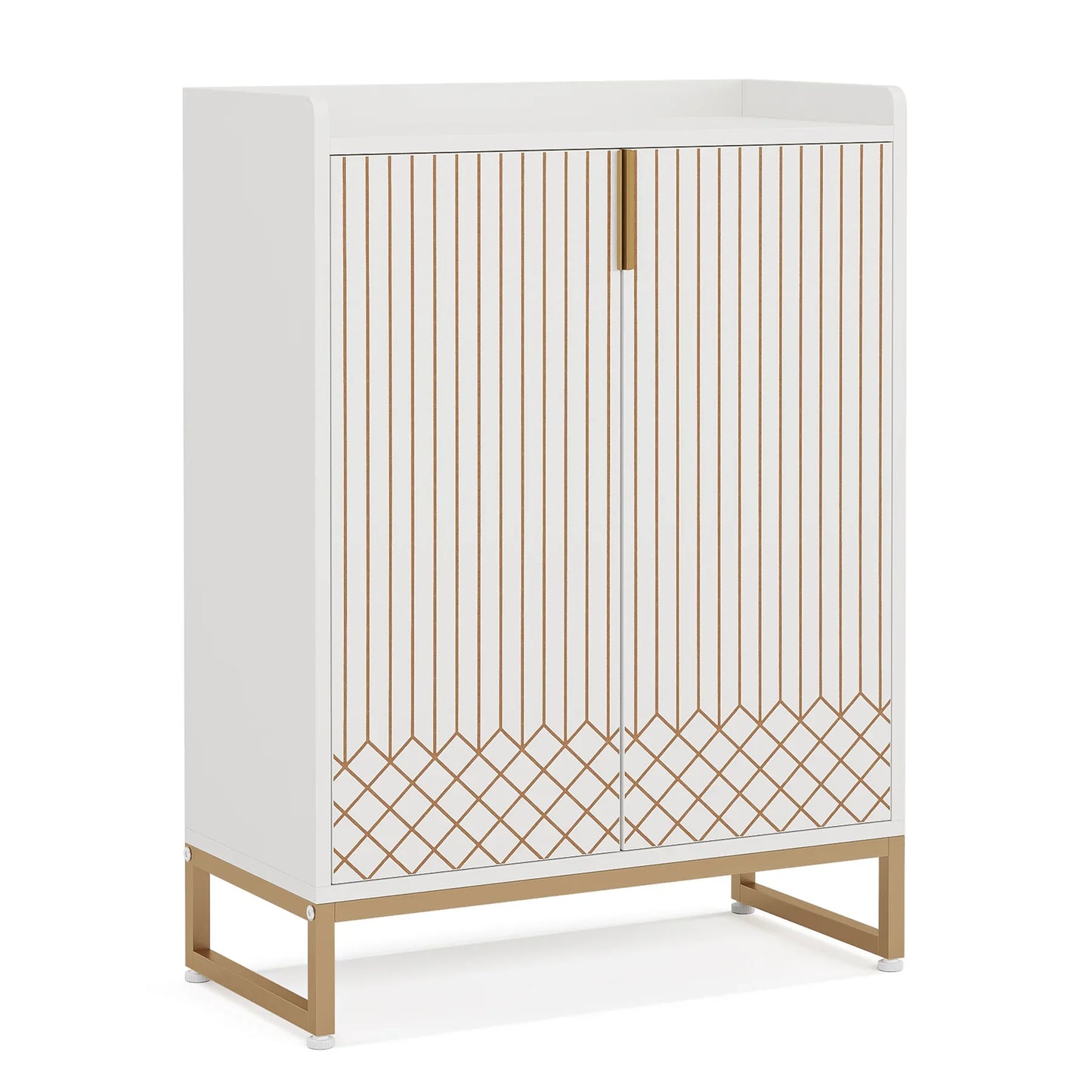 Tribesigns 5 Tier Shoe Cabinet With Doors Wood Storage