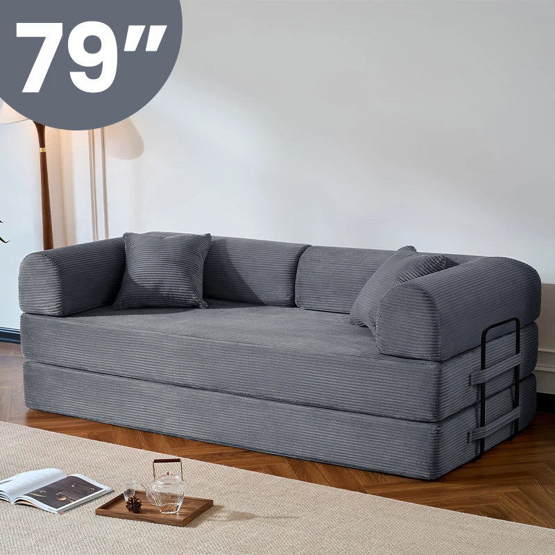 Modern Corduroy Convertible Sofa Bed With Removable Cover