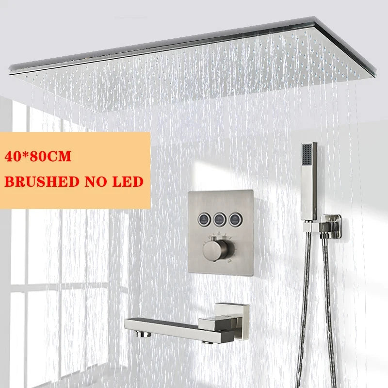 Wanmivezlo LED Brass Rain Shower Head Wall Mounted