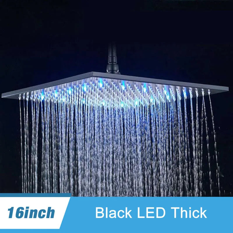 Shinesia LED Rainfall Shower Head Stainless Steel Bathroom Accessory