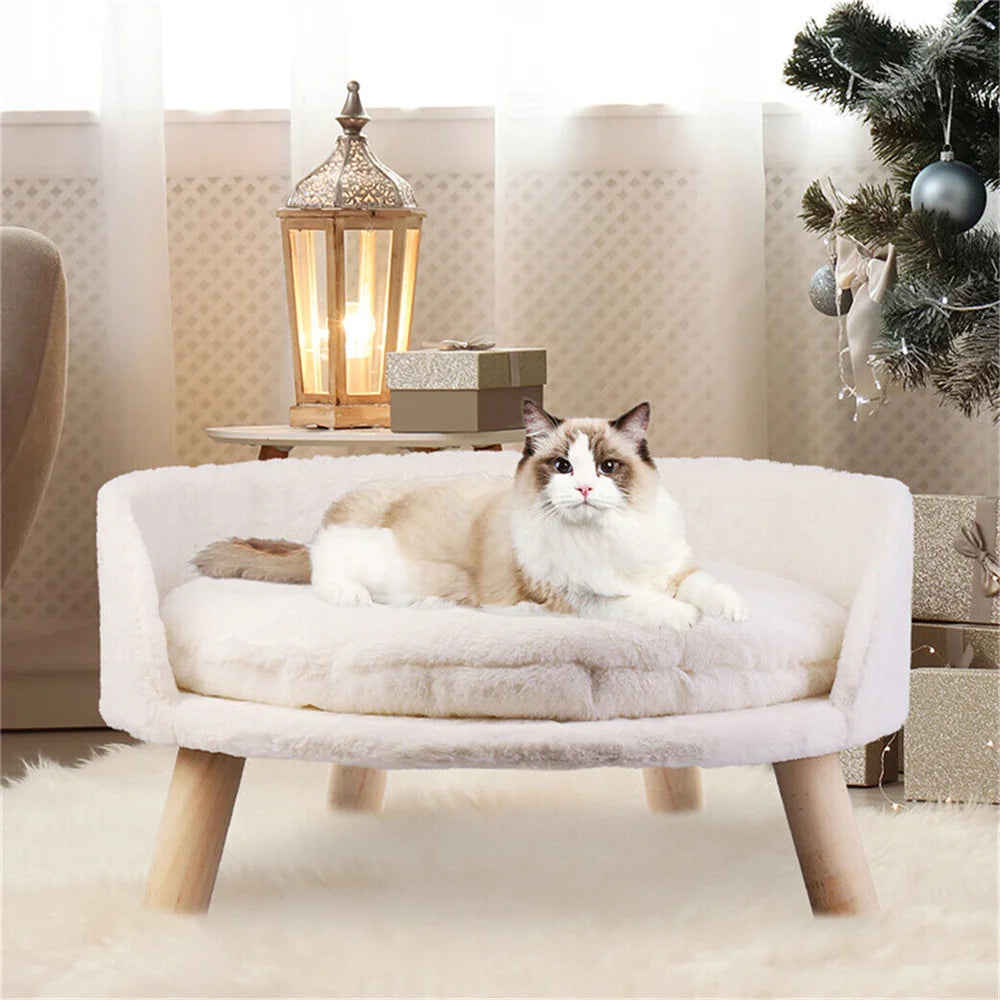 BORWART Ultra Soft Elevated Dog Cat Sofa Bed With Removable Waterproof Cushion