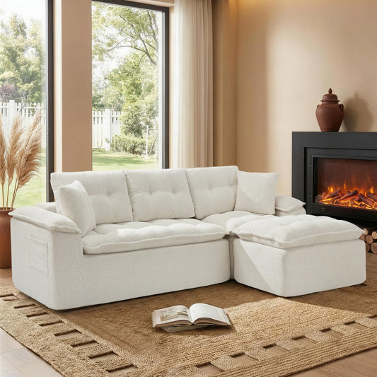Korser Modern L Shaped Sectional Sofa With Deep Ottoman