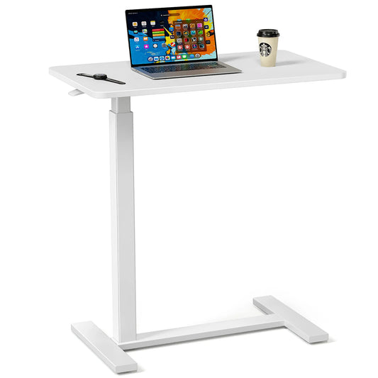 JHK Adjustable Height Overbed Sofa Table With Hidden Wheels