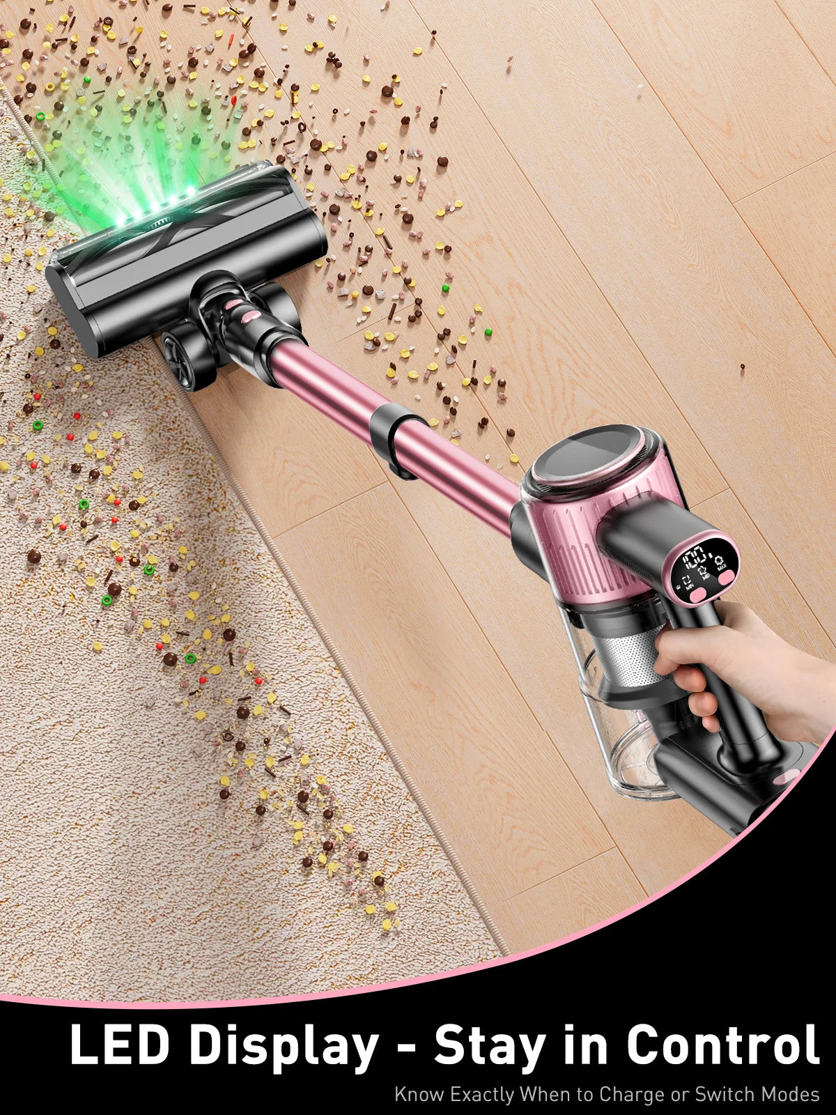 SUXIANGVAC Cordless Vacuum Cleaner 55KPa 500W 45Min Run Time 10in1