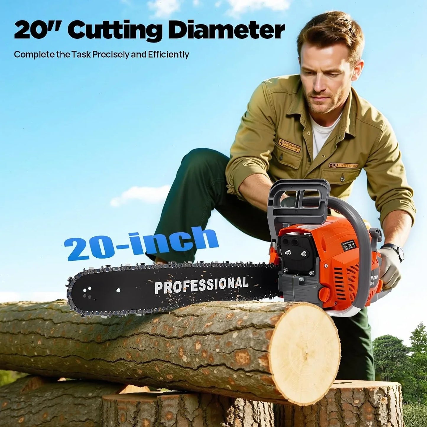 Bymaocar Gasoline Chainsaw 58cc Single Cylinder Engine