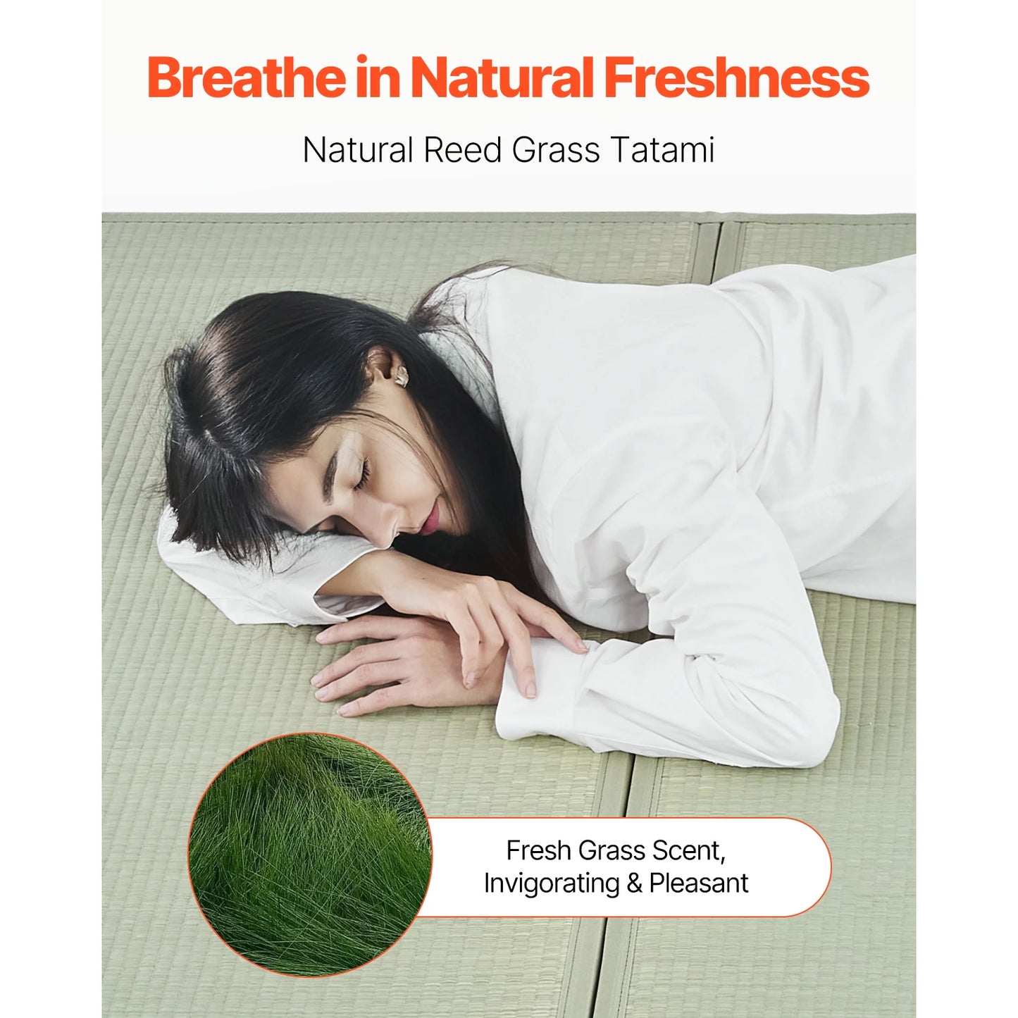 SucceBuy Japanese Tatami Foldable Mattress Natural Rush Grass