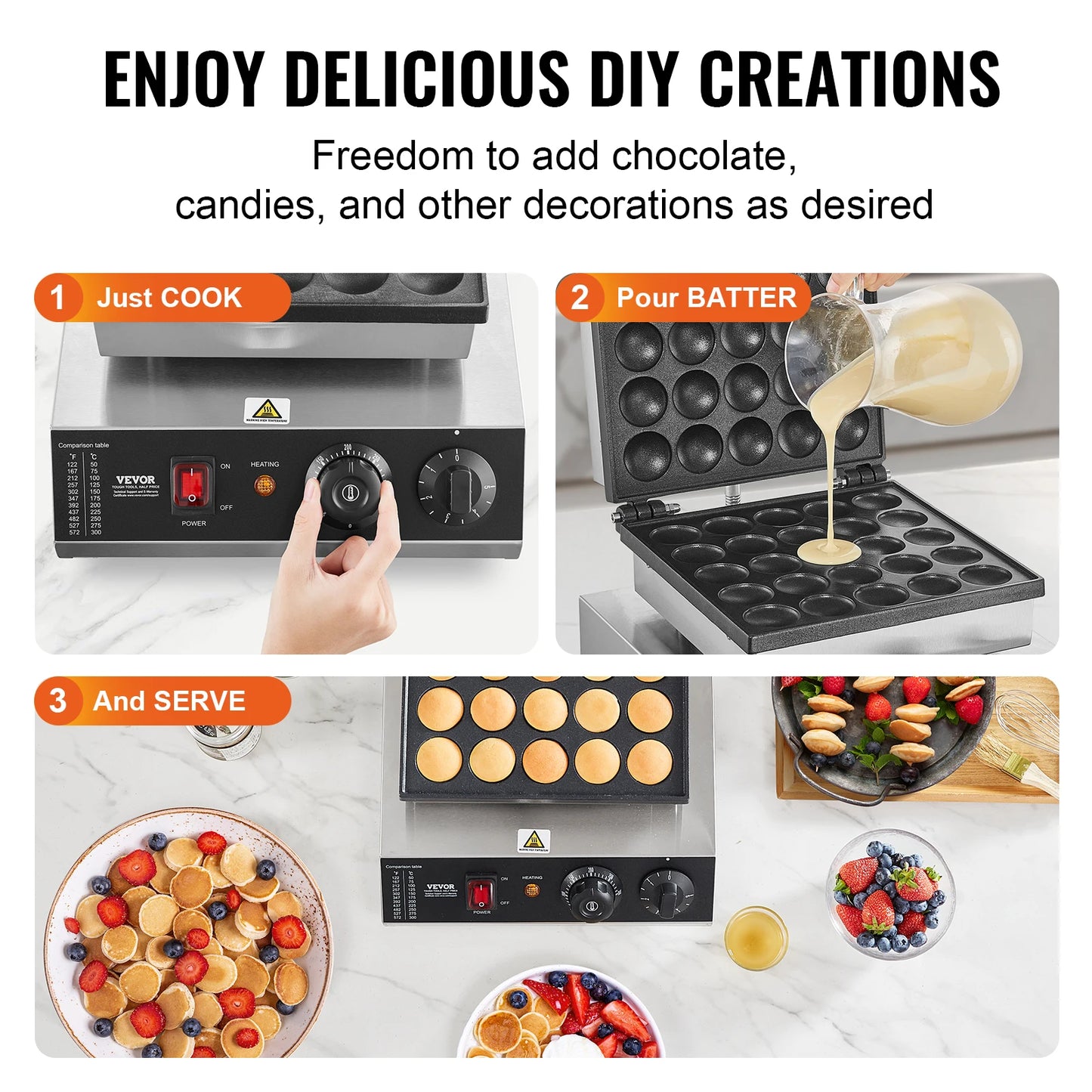VEVOR 25-Plate Electric Mini Dutch Pancake Maker