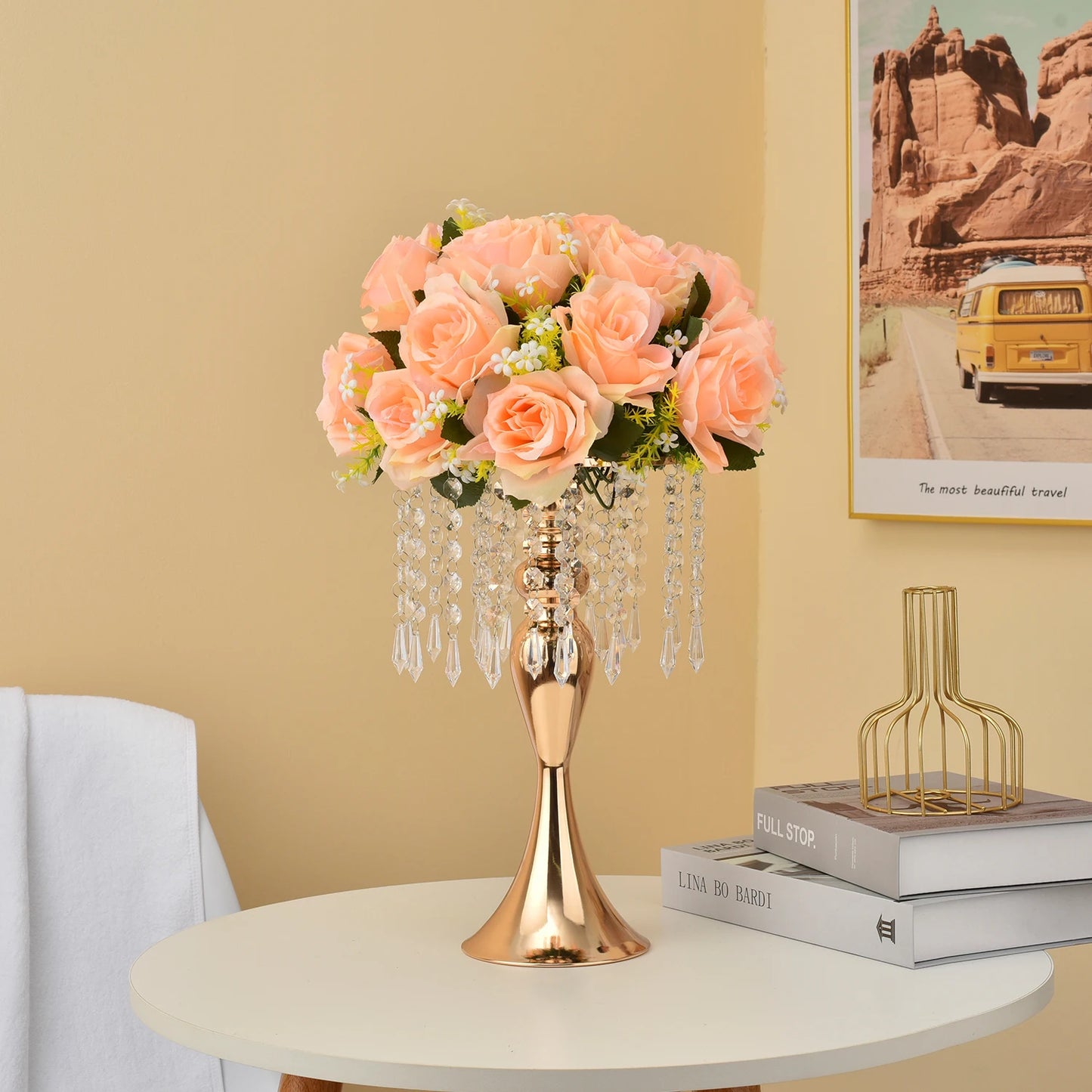 Sleek Metal Trumpet Vases For Wedding Centerpiece Decor