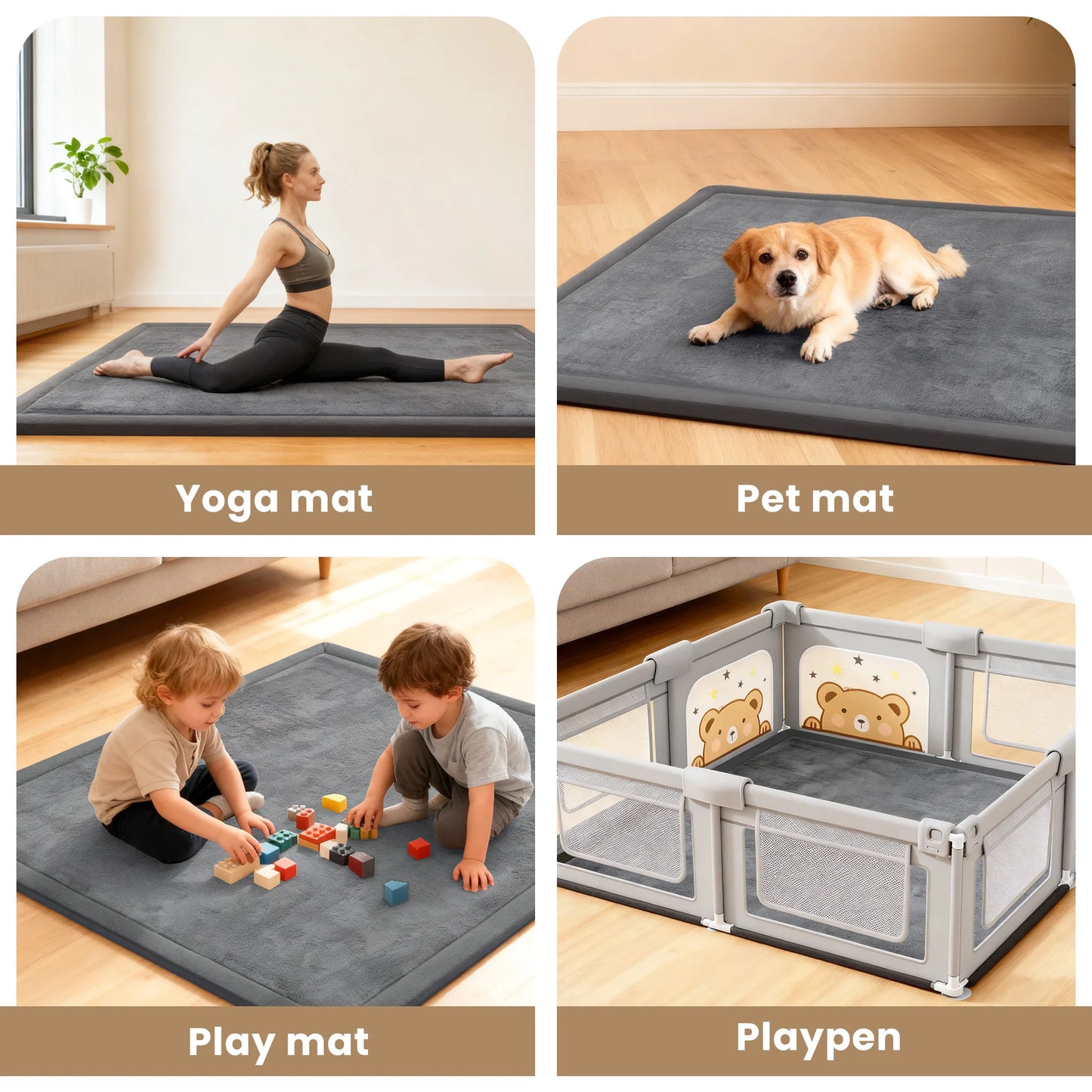 Huloo Sleep Non-Slip Baby Play Rug With Memory Foam
