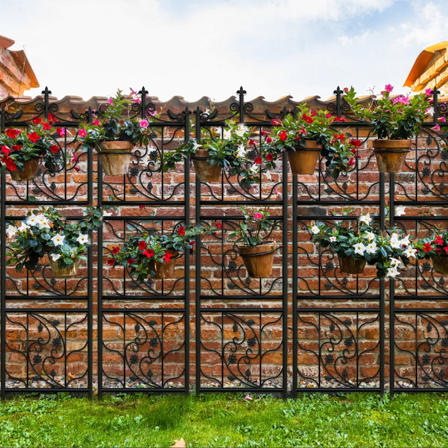 Decorative Garden Trellis Fence Metal Powder Coated For Climbing Plants