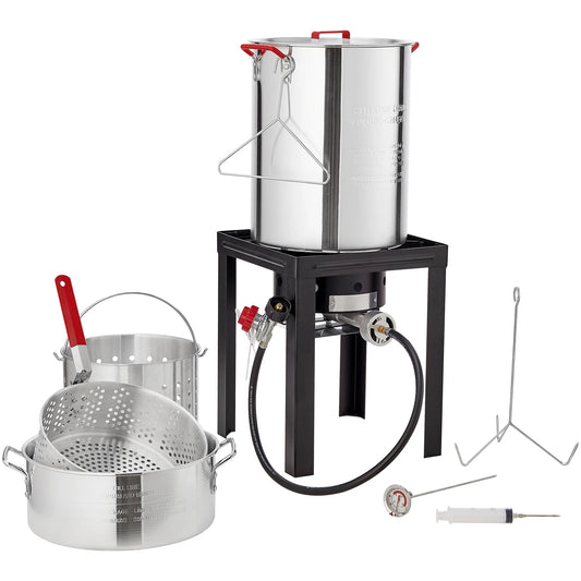 SucceBuy Complete Propane Turkey Fryer Kit With Boiler And Steamer Set