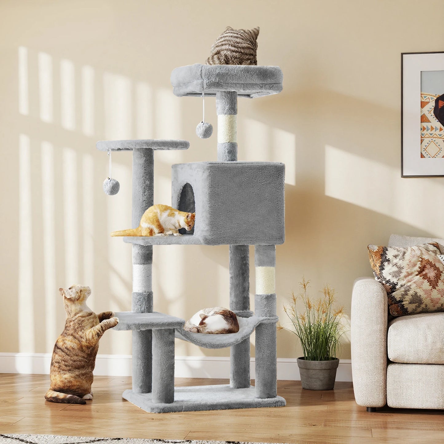 Jhk Multi Tier Cat Tree With Natural Sisal Scratching Posts