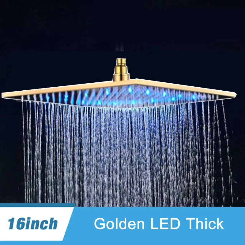 Shinesia LED Rainfall Shower Head Stainless Steel Bathroom Accessory